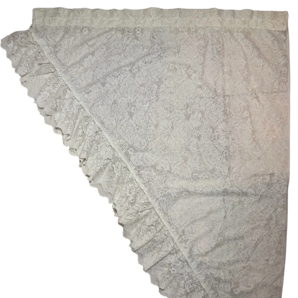Vintage Lace Swag Curtains Ruffled Lace Cottage Curtains Set Floral Ruffle White